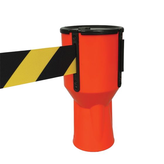 Retractable Tape Unit for Road Cones - Black/Yellow