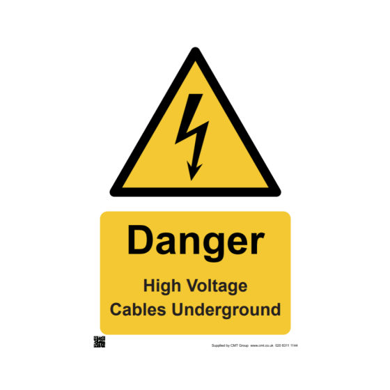 Site Sign - 3mm Correx - 420x594mm - Danger High Voltage Cables Underground