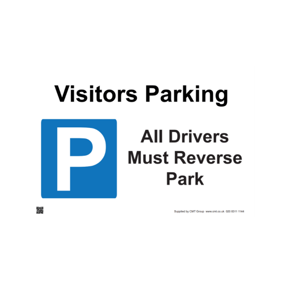 Site Sign - 3mm Correx - 420x594mm (A2) - Visitor Parking All Drivers Must Reverse Park