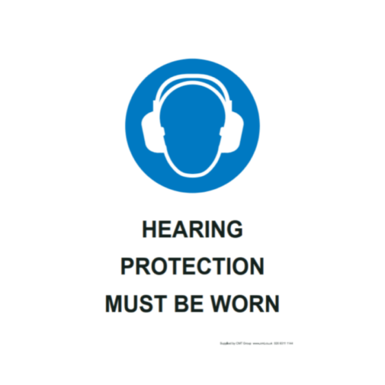 Hearing protection must be worn 420x594mm A2 - 3mm Correx