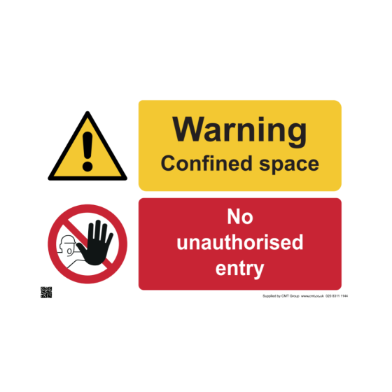 Site Sign - 3mm Correx - Warning confined space no unauthorised entry - 420x594mm (A2)