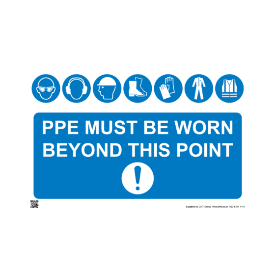 Site Sign - 3mm Correx - PPE must be worn beyond this point - 420x594mm (A2)