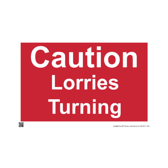 Site Sign - 3mm Correx - 420x594mm - Caution lorries turning
