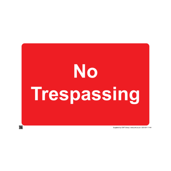 Site Sign - 6mm Correx - 594x841mm - No trespassing