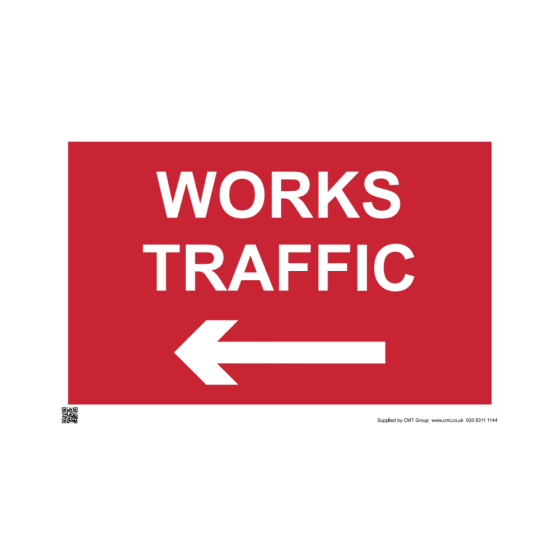 Site Sign - 3mm Correx - 420x594mm - Works traffic arrow left