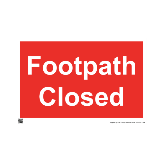 Site Sign - 3mm Correx - 420x594mm - Footpath closed