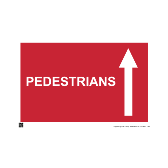 Site Sign - 3mm Correx - Pedestrians arrow up - 420x594mm (A2)
