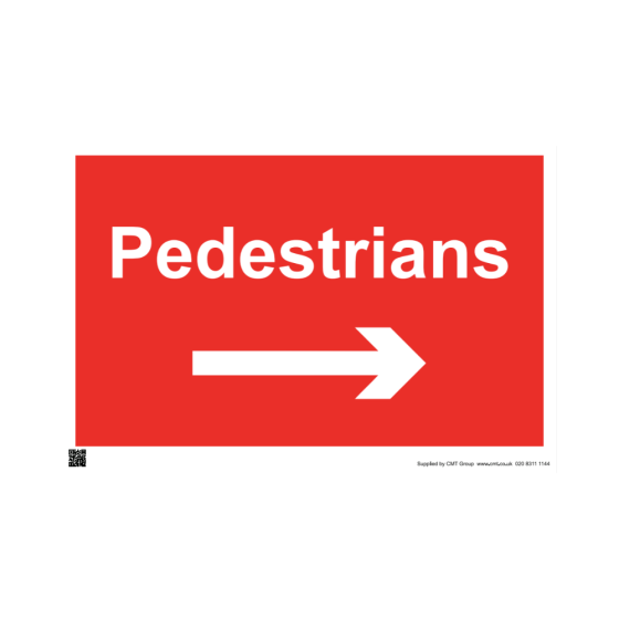 Site Sign - 3mm Correx - 420x594mm - Pedestrians arrow right