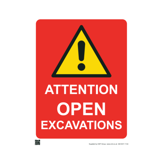 Site Sign - 3mm Correx - 297x420mm A3 - Attention Open excavations