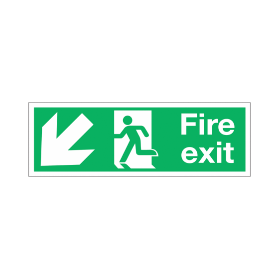 Site Sign - 3mm Correx - 150x450mm - Fire Exit Arrow Down Left