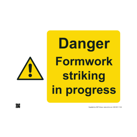 Safety Sign Danger formwork striking on progress 297x420mm A3 - 3mm Correx