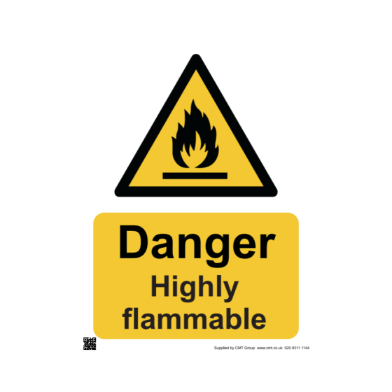 Safety Sign Danger highly flammable 297x420mm A3 - 3mm Correx
