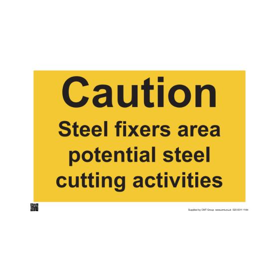Site Sign 6mm Correx - 841mm x 594mm (A1) - Printed: Caution steel fixers area potential cutting activities