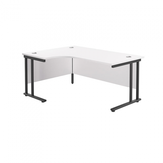 Twin Leg Left-Angle Corner Desk 1600mm Wide - White