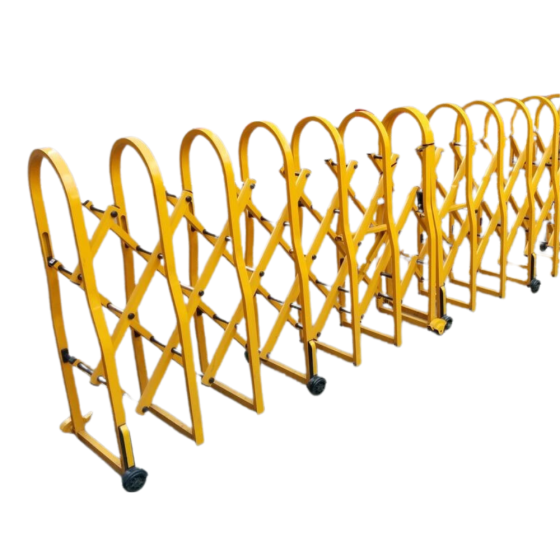 Expandable crowd control barrier concertina gate in hi-vis yellow for site segregation | CMT Group