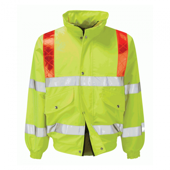 Hi Vis Yellow Bomber Jacket with Orange Brace