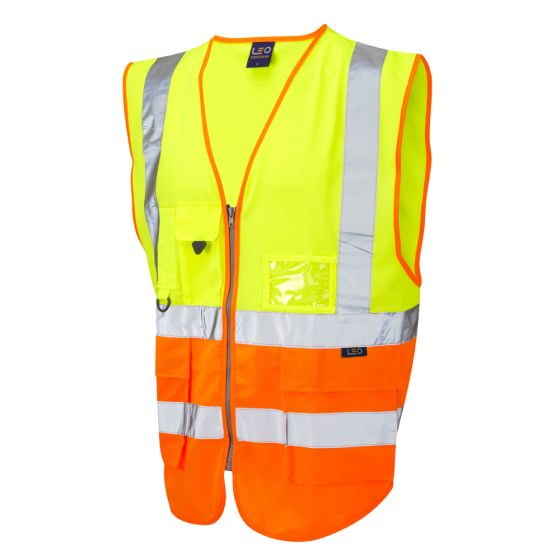 LEO Workwear - Yellow/Orange Hi-Vis Superior Waistcoat.