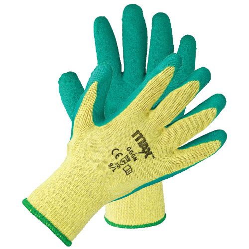 MAX Polycotton Latex Coated Palm Grip Safety Gloves – 10 Gauge pair front view | CMT Group