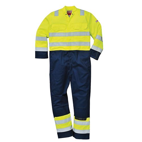 Hi Vis Flame Retardent & Anti-Static Multinorm Coverall Yellow/Navy - Size 4XL 