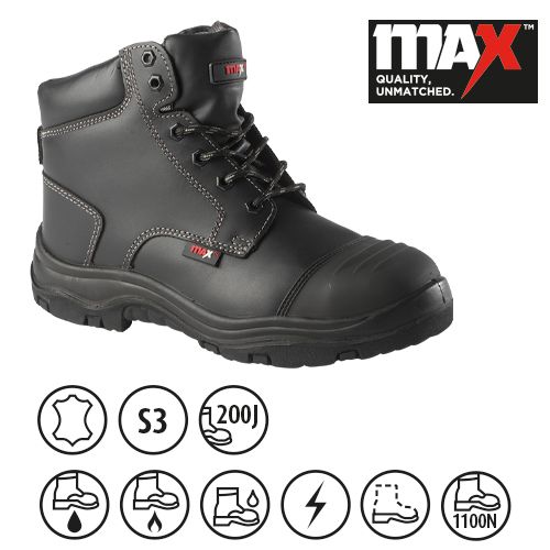 MAX MX15 Scuff Pro Comfort+ Gel Insole Safety Boot – S3 HRO SRC Steel Toe – Anti bacterial – Black - standards | CMT Group
