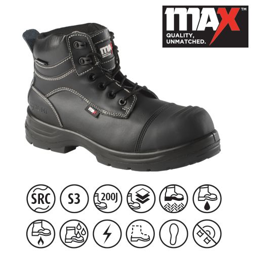 MAX MX18 Comfort+ Metatarsal XRD Safety Boot – 100% Non-Metallic – Waterproof & M-Rated – Black | CMT Group