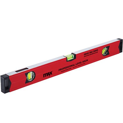 MAX professional magnetic spirit level with heavy-duty aluminium body and high visibility vials