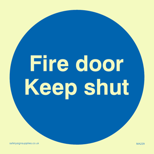 PVC Photoluminescent Sign - 85mm x 85mm - FDKS in blue circle