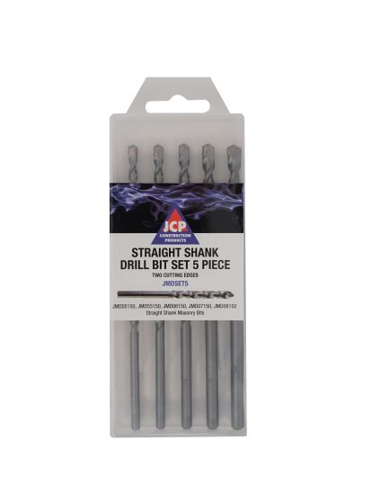 Masonry Straight Shank Drill Bit Set 5 Piece - 2 Cutting Edges - 5, 5.5, 6, 7 and 8mm