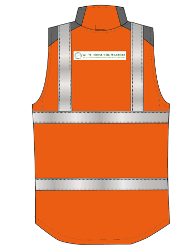 Hi Vis Body Warmer Orange - Printed White Horse Contractors Logo on Rear 