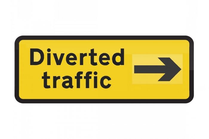 Small Plate Only - Diverted Traffic (reversible arrow)