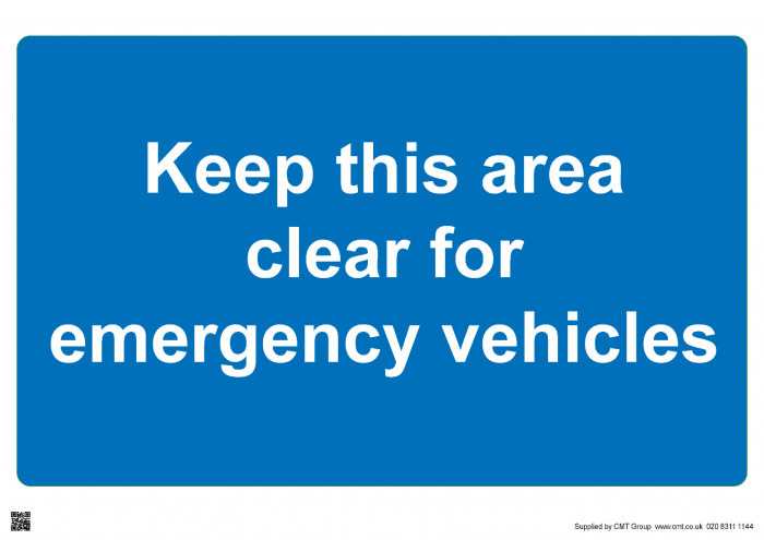 Keep This Area Clear for Emergency Vehicles Sign - PVC