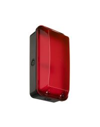 110-240V LED site bulkhead light 8W red diffuser polycarbonate housing black trim three-quarter view | CMT Group UK