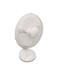 Oscillating desk fan 12 inch mesh safety grill front view on white background | CMT Group UK