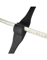 UtilityLite rubber barrier strap ELLEDBCLIP close-up showing angled LED strip channel and ratchet strap mechanism | CMT Group UK