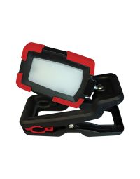 Rechargeable LED work light 1500lm clip and magnetic mount open and folded position front view | CMT Group UK