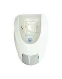 MedWash 2 litre white lockable dispenser front view showing cartridge window | CMT Group UK