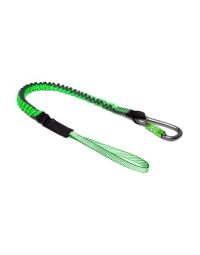 NLG heavy duty bungee tool lanyard coiled view showing Dyneema loop and Twistlock carabiner on white background | CMT Group UK