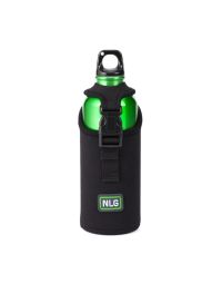 NLG bottle holder with green 500ml water bottle front view black neoprene adjustable buckle strap | CMT Group UK