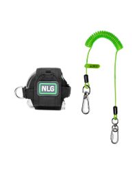 NLG Tape Measure Tether | CMT Group. Tape measure pulled out, coil carabina lead.