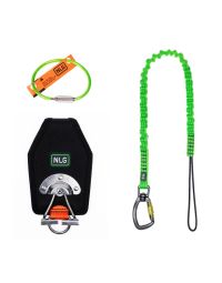 NLG hammer tethering kit components Tether Loop bungee lanyard and cradle arm Hammer Holster flat lay | CMT Group UK