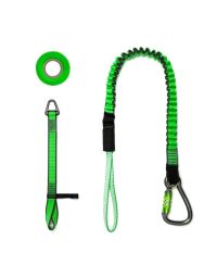 NLG heavy duty tethering kit components bungee lanyard tether choke and tether tape flat lay | CMT Group UK