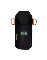 NLG retractable tool holster front view showing dual D-ring orange anchor straps and NLG Magnox badge | CMT Group UK