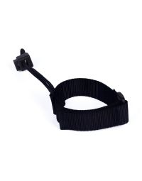 NLG GO wrist lanyard black velcro wristband angled view showing integrated cord tether and choke loop | CMT Group UK