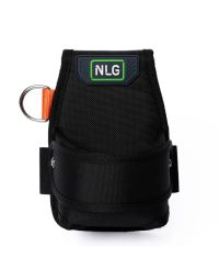 NLG tape measure holster front view all black rigid body rotating retention bar D-ring orange webbing NLG badge | CMT Group UK