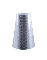 White prismatic reflective replacement sleeve for 750mm traffic cone full view showing pocketed prismatic surface | CMT Group UK