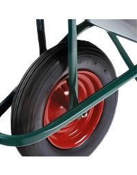 Replacement pneumatic wheelbarrow wheel red metal hub black tyre front view | CMT Group UK