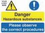 Danger Hazardous Substances - Please Observe The Correct Procedures Sign - PVC