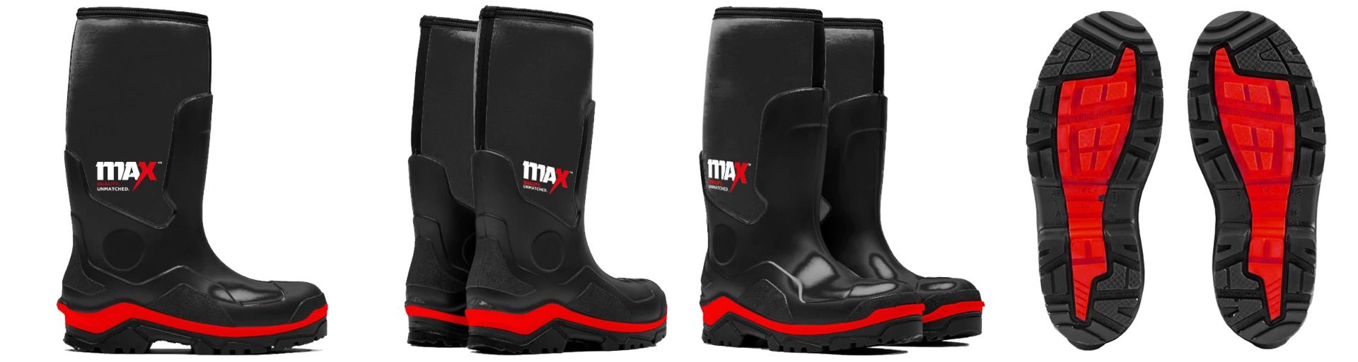 MAX MX20 Neoprene Safety Wellington Boots – PU Lightweight – Black