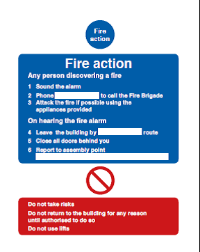 2 Section Fire Action Instructions Safety Sign - PVC