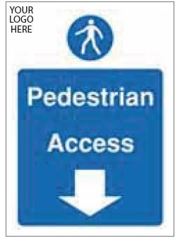 Pedestrian Access Arrow Down Sign - PVC